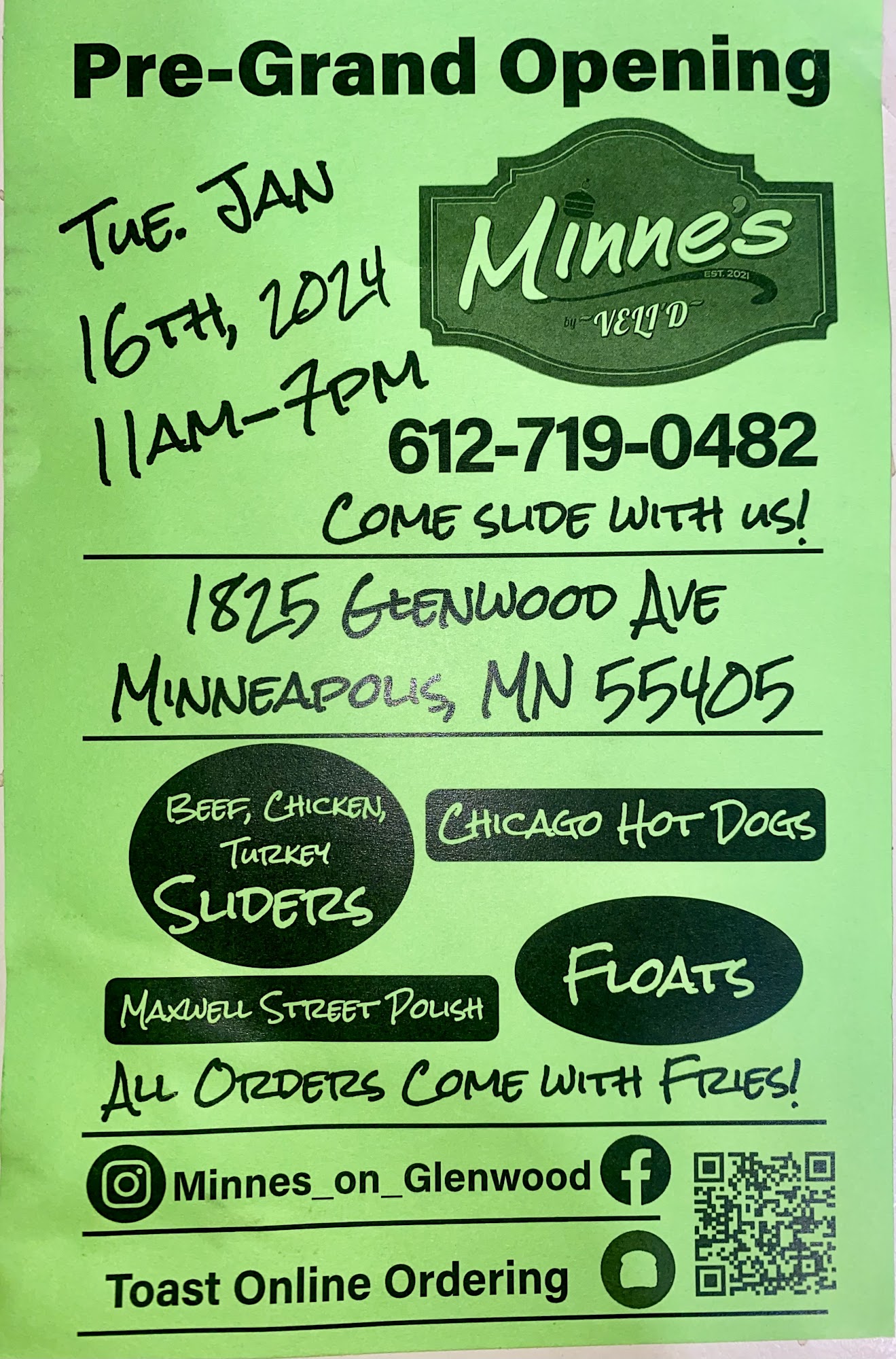 Minne's by Veli'D Menu