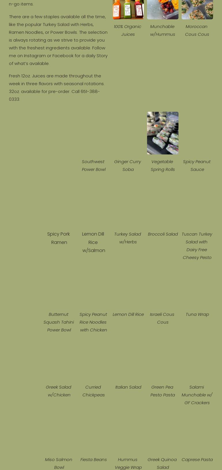 Gather and Graze Kitchen Menu