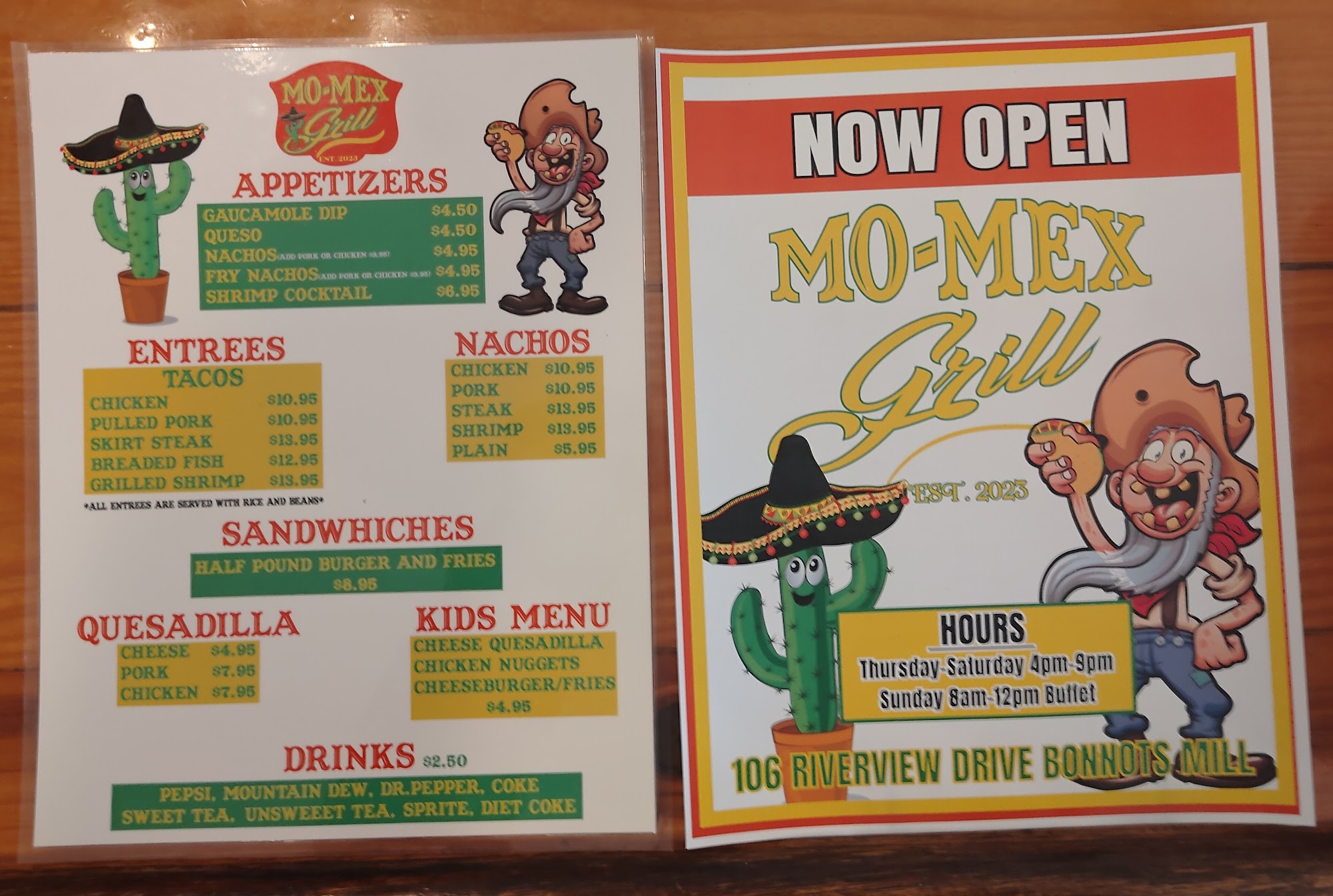 Mo-Mex Grill Menu