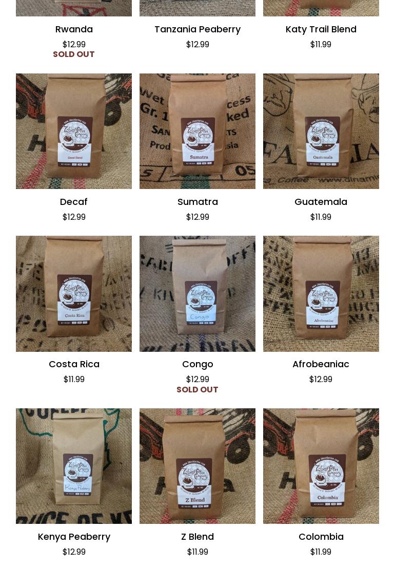 Z-Best Coffee Co Menu