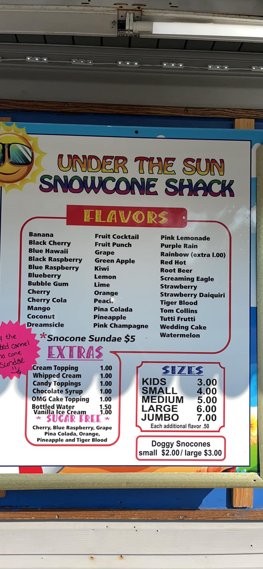 el Snow Cones Menu