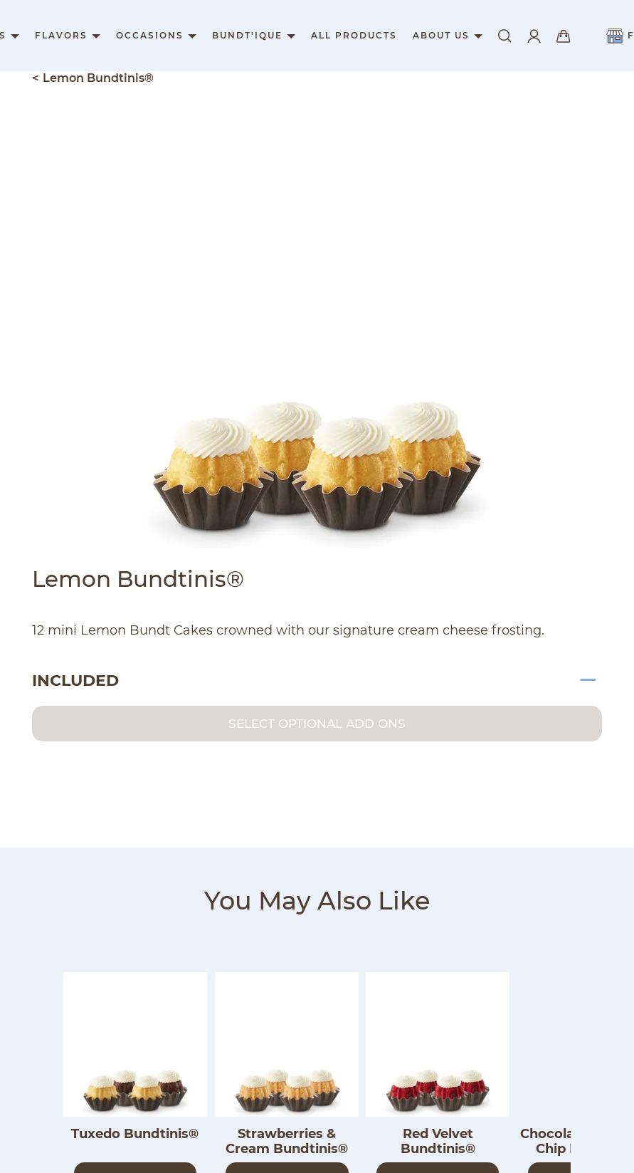 Nothing Bundt Cakes Menu