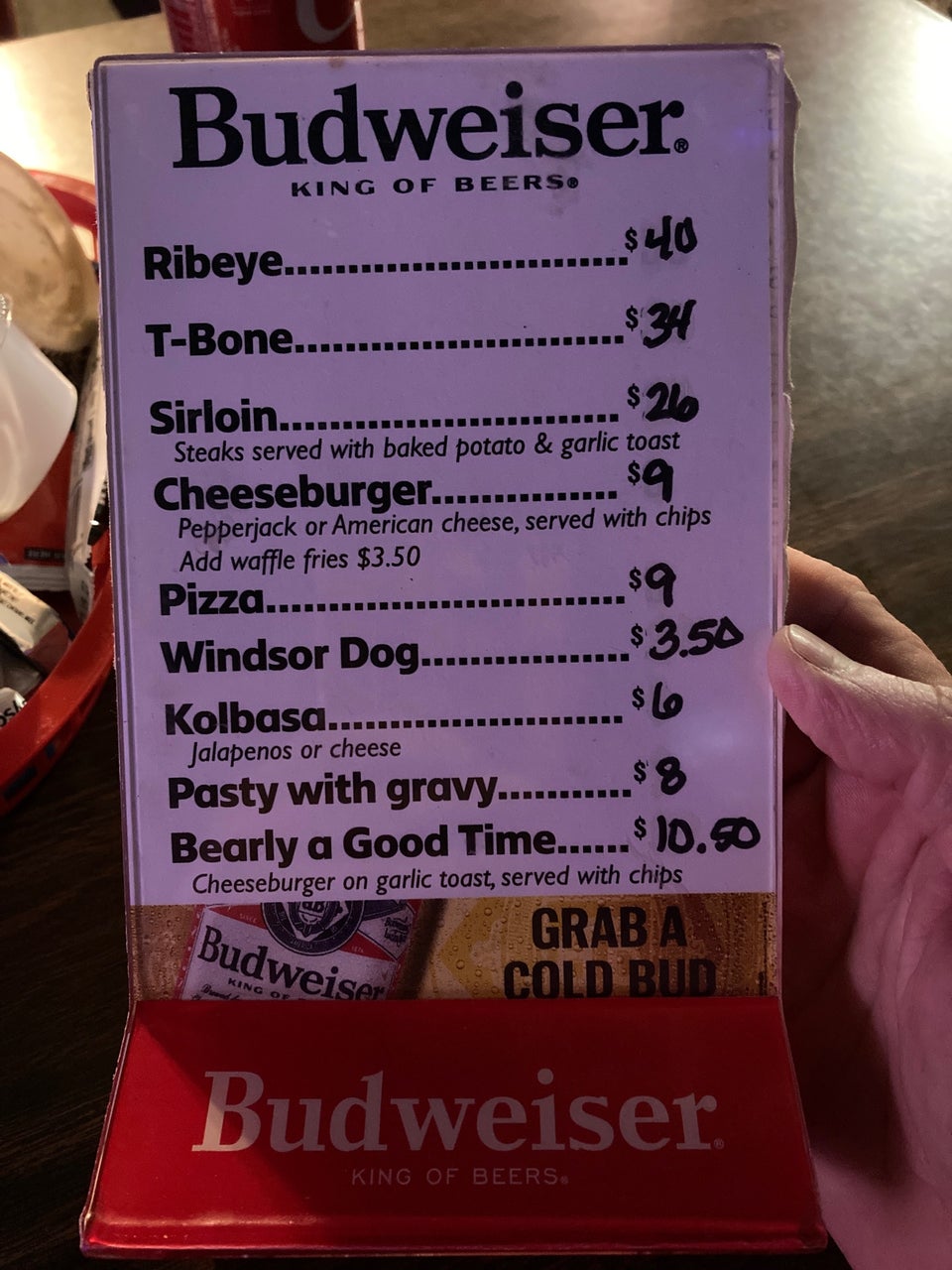 Windsor Bar Menu