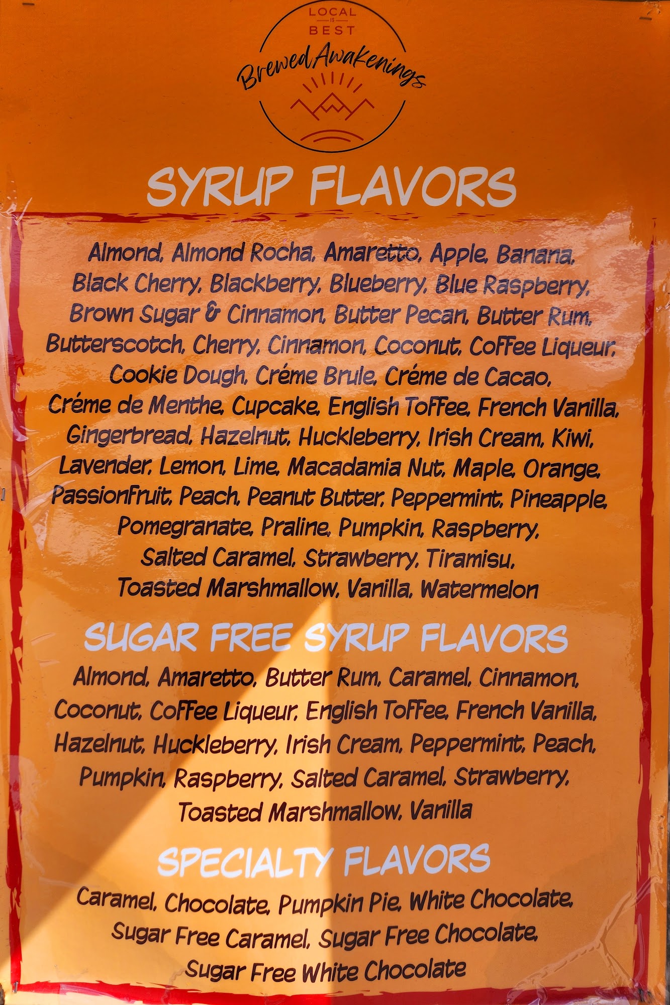 Brewed Awakenings Menu