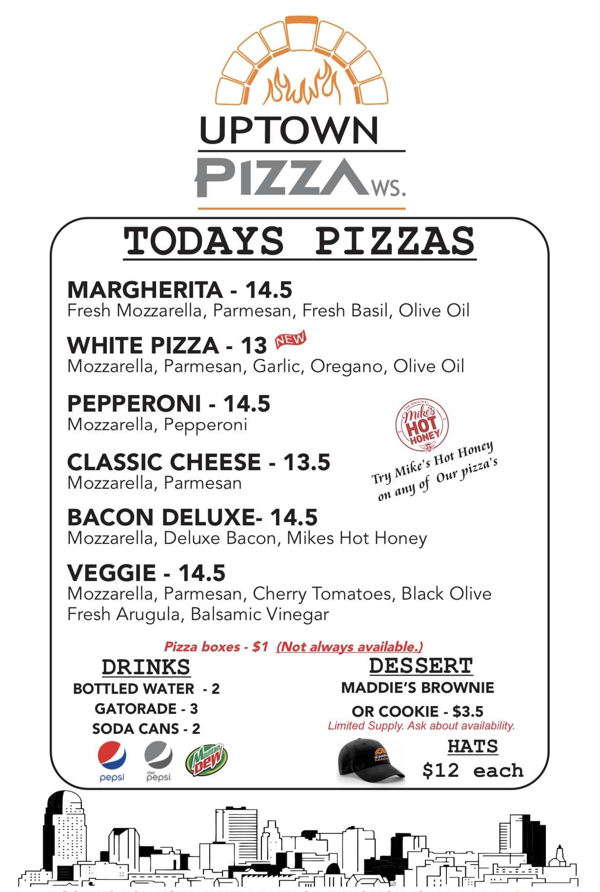 Uptown Pizza WS Menu