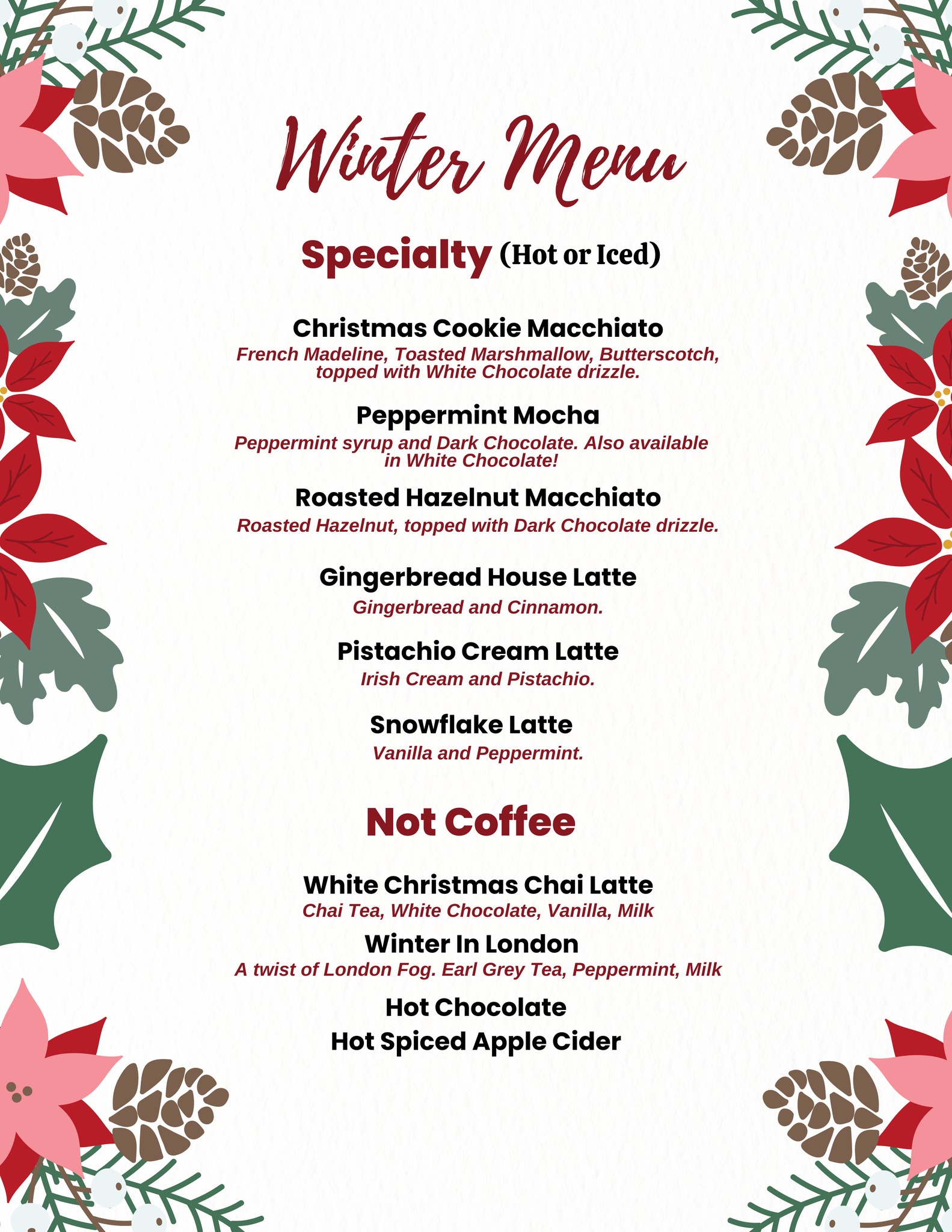 Carriage House Coffee Menu