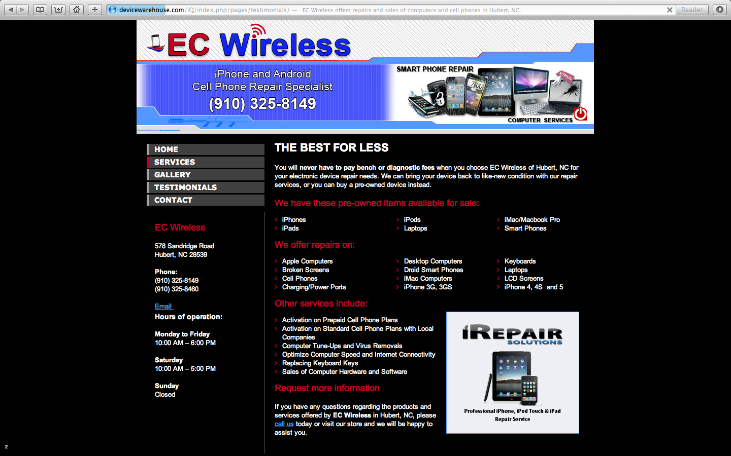 EC Wireless 578 Sand Ridge Rd suite 3, Hubert North Carolina 28539
