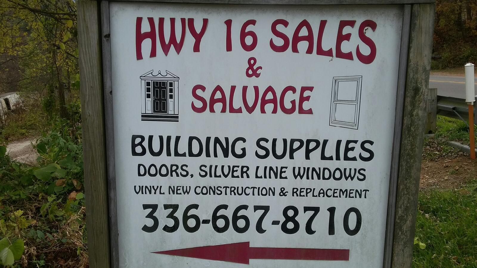 Highway 16 Sales and Salvage 5545 NC-16, Moravian Falls North Carolina 28654