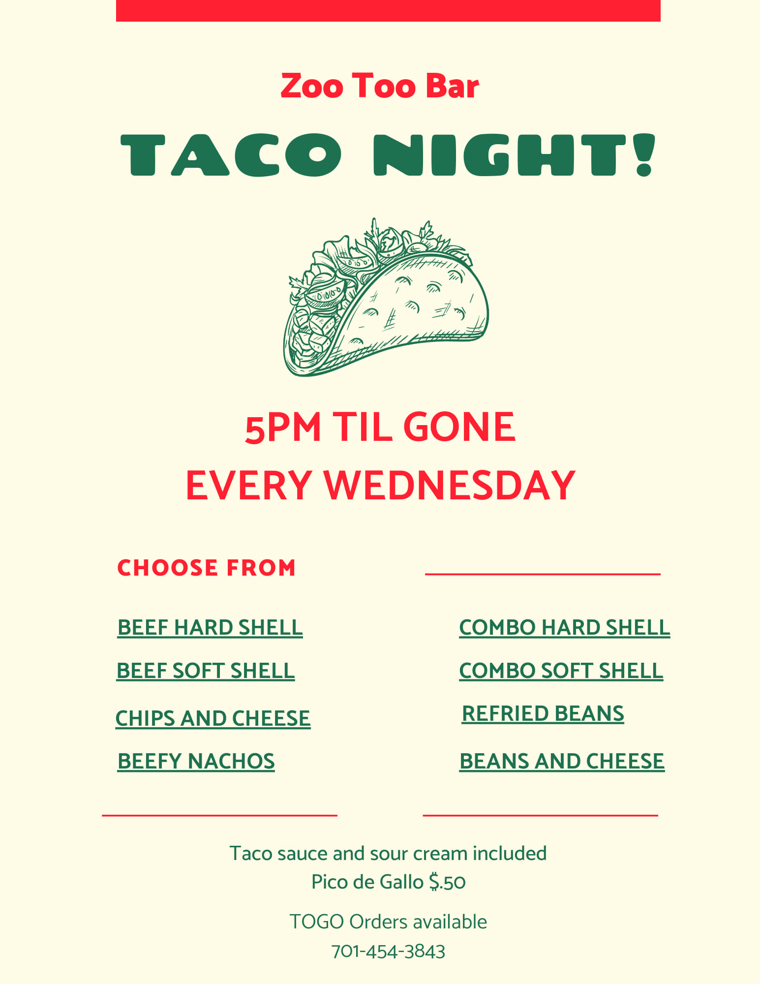 Zoo Bar & Lounge Menu