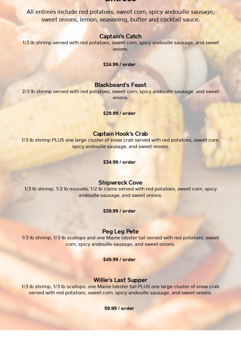 Wicked Willie's Seafood Steam Pots TO-GO Menu