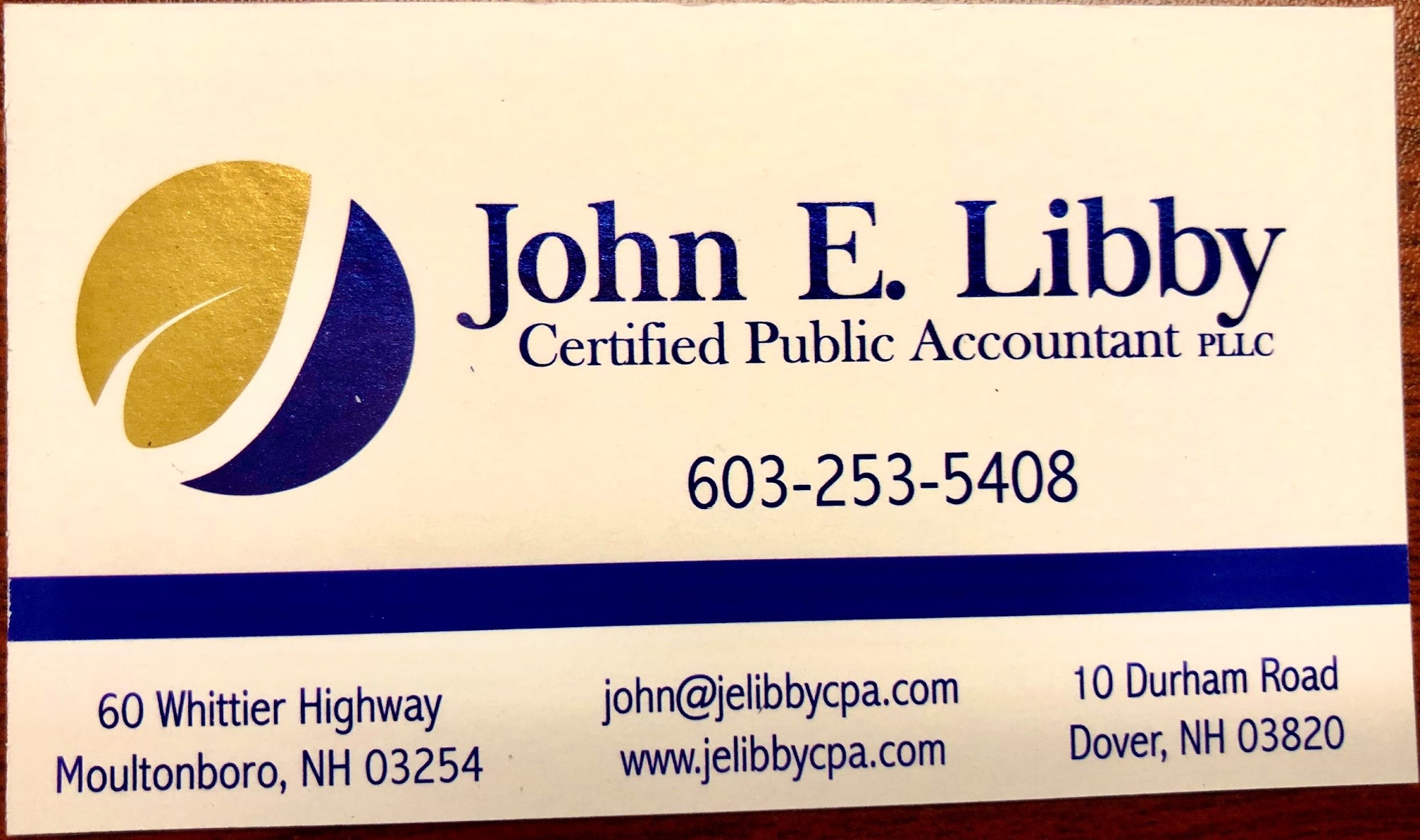 John E Libby CPA PLLC 60 Whittier Hwy, Moultonborough New Hampshire 03254