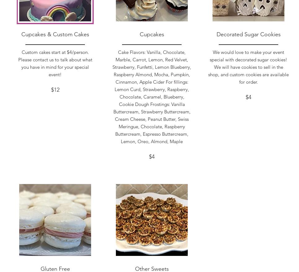 Sugar Love Baking Menu