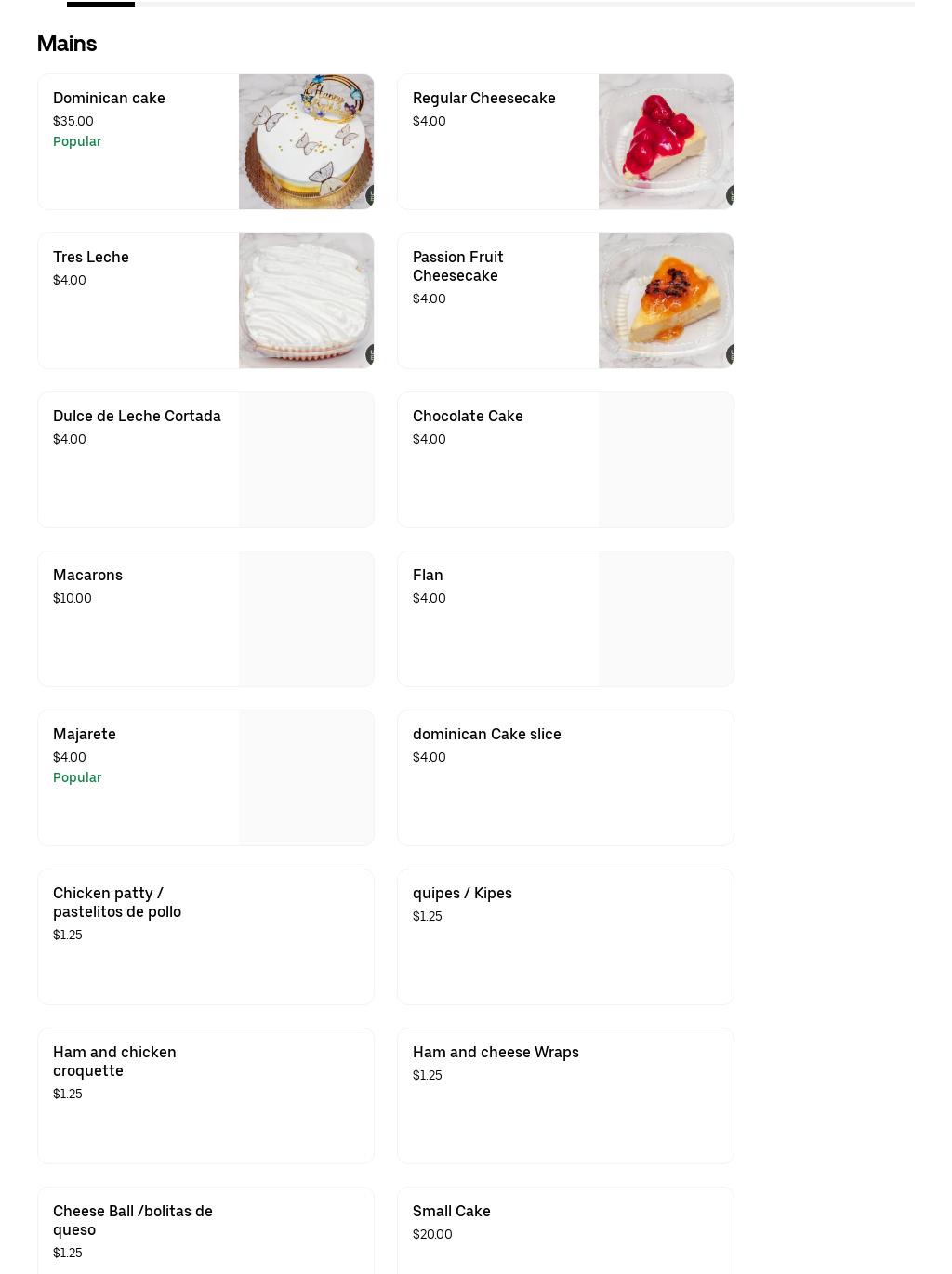 Aaliyah's Bakery Menu