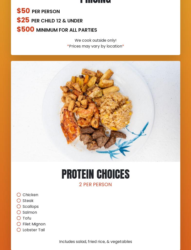 hibachi kong fu Menu