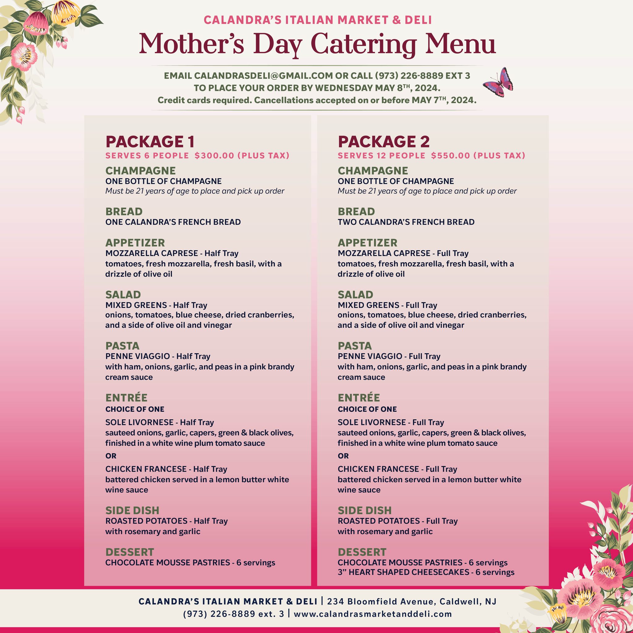 Rosita's Restaurant Bakery Menu