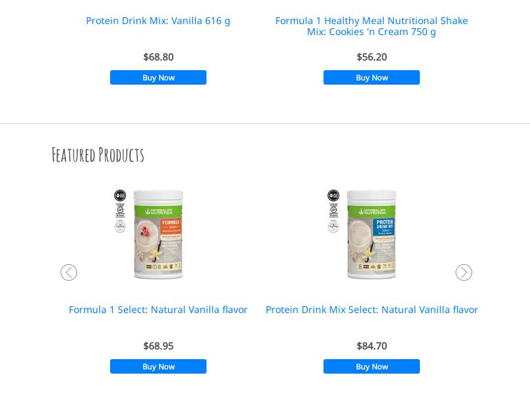 Energy and Nutrition (HERBALIFE NUTRITION) Menu