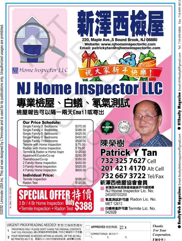 NJ Home Inspector LLC 220 Maple Ave, South Bound Brook New Jersey 08880