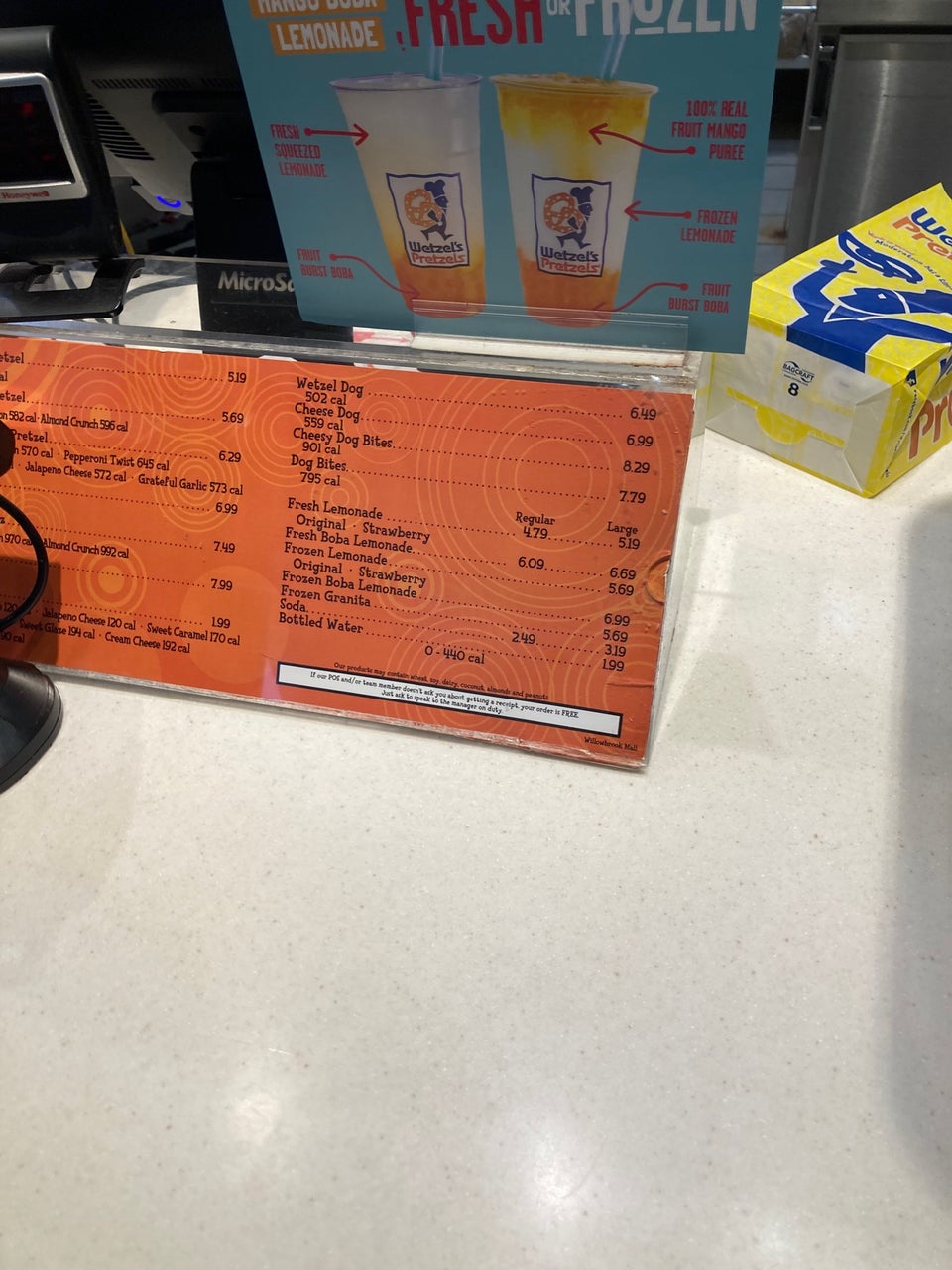 Wetzel's Pretzels Menu