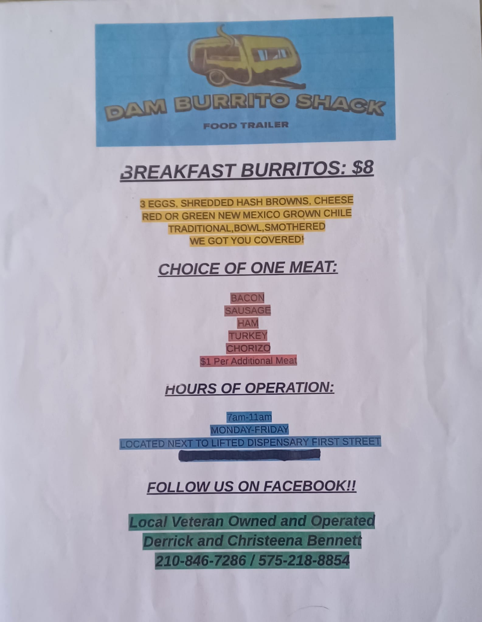 5G's Snowy Treats LLC Menu