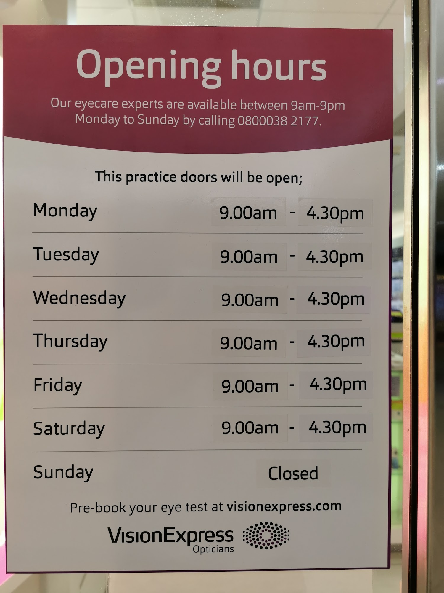 Vision Express Opticians - Mansfield - Four Seasons Shopping Centre