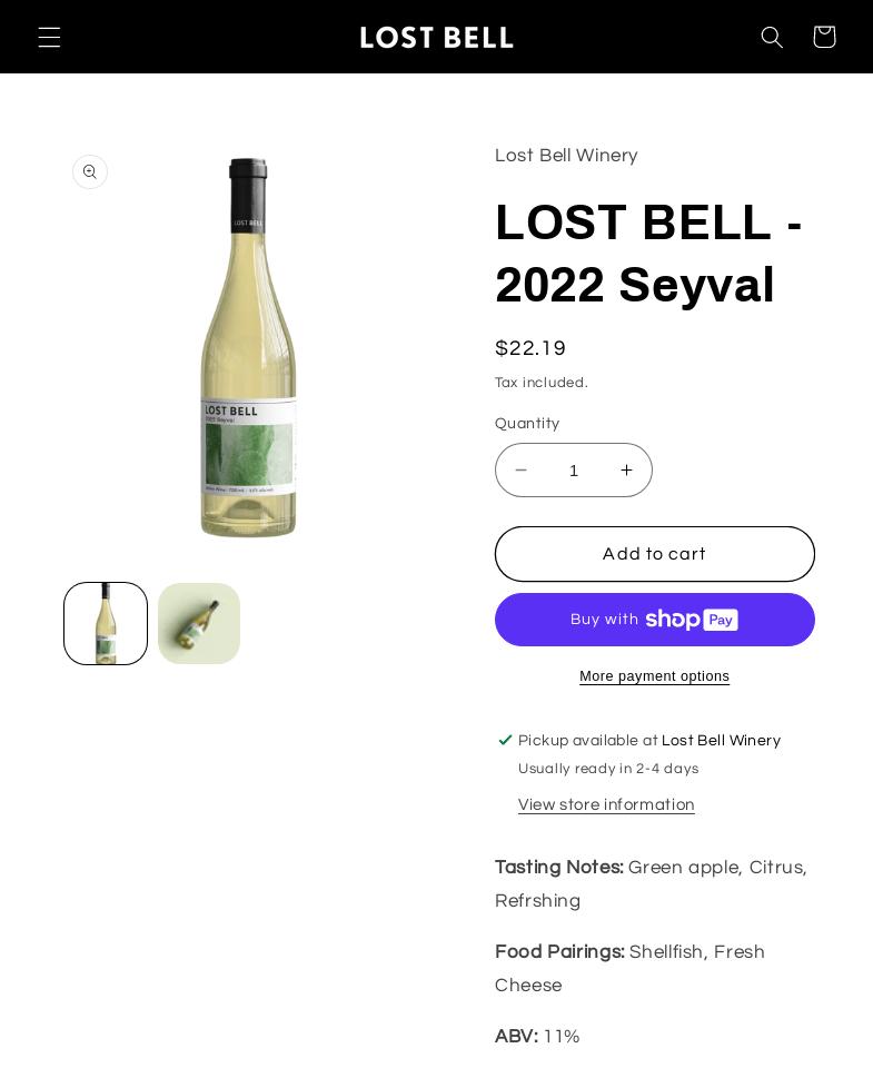 Lost Bell Estate Winery Menu