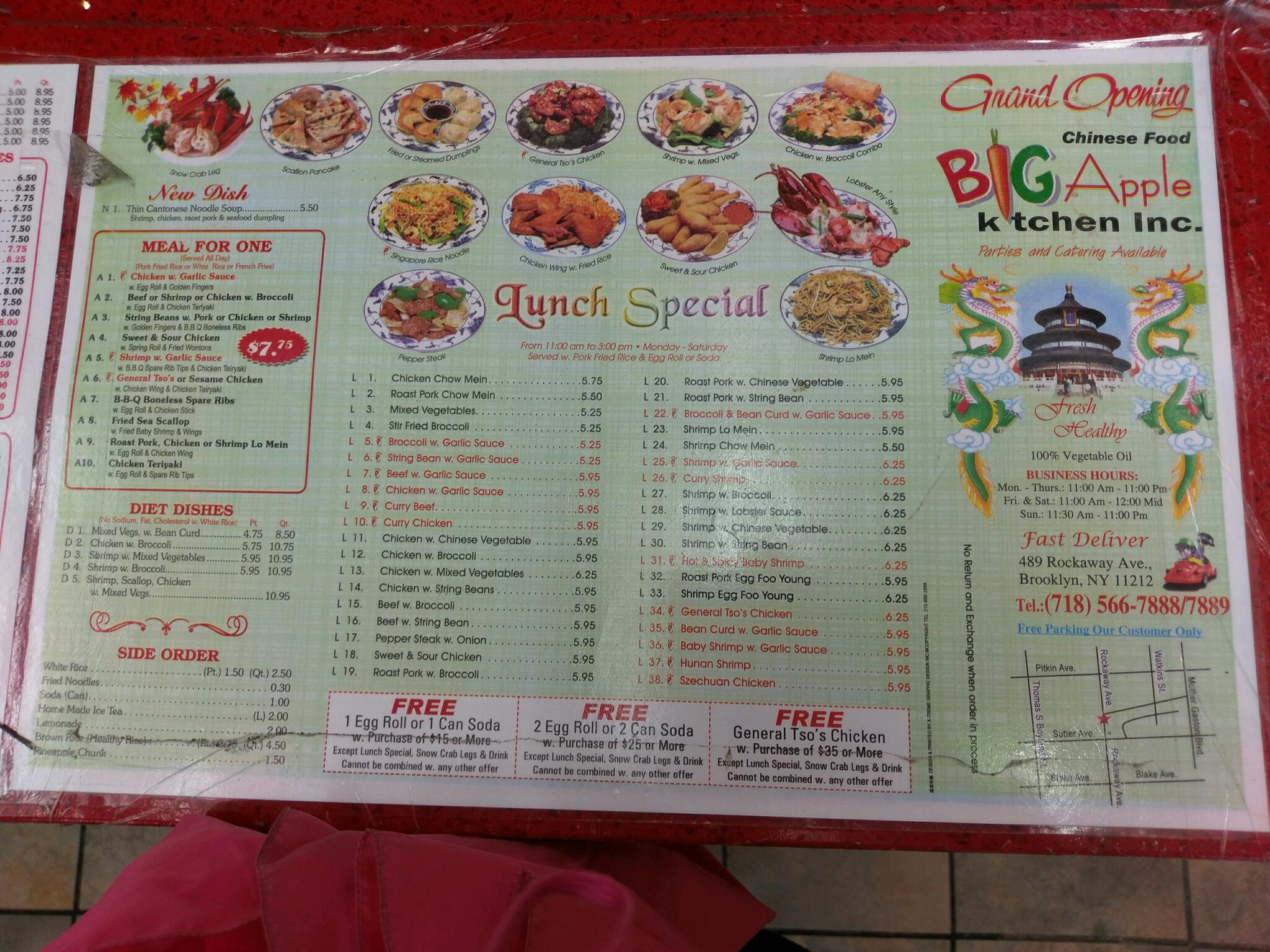 Big Apple Kitchen Menu