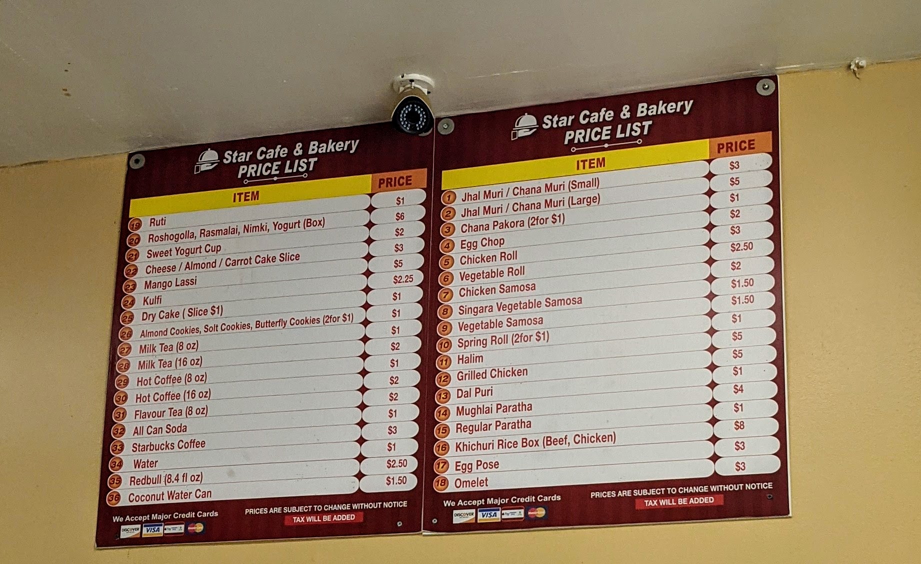 Star Cafe & Bakery Menu
