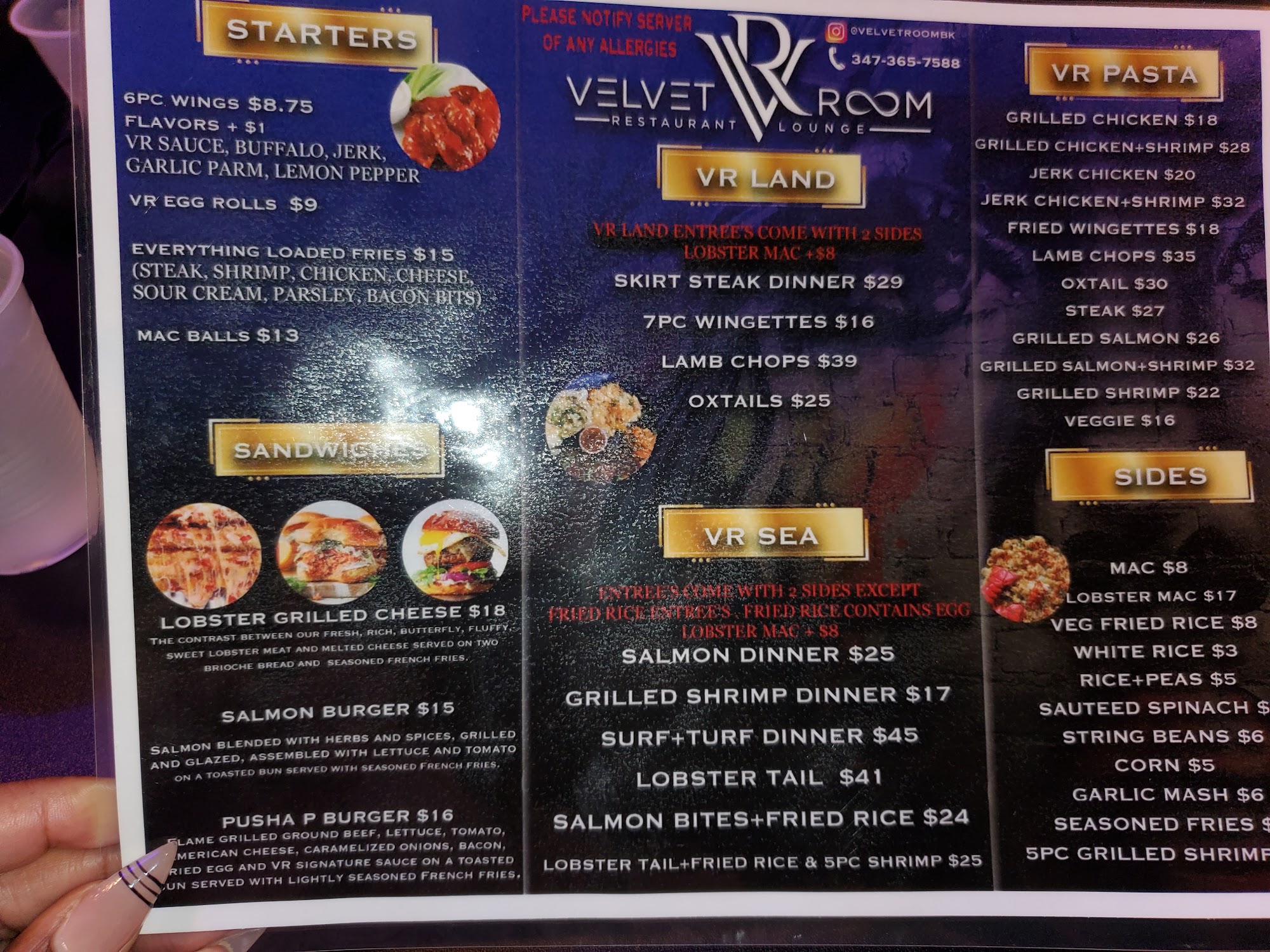 VELVET ROOM Menu