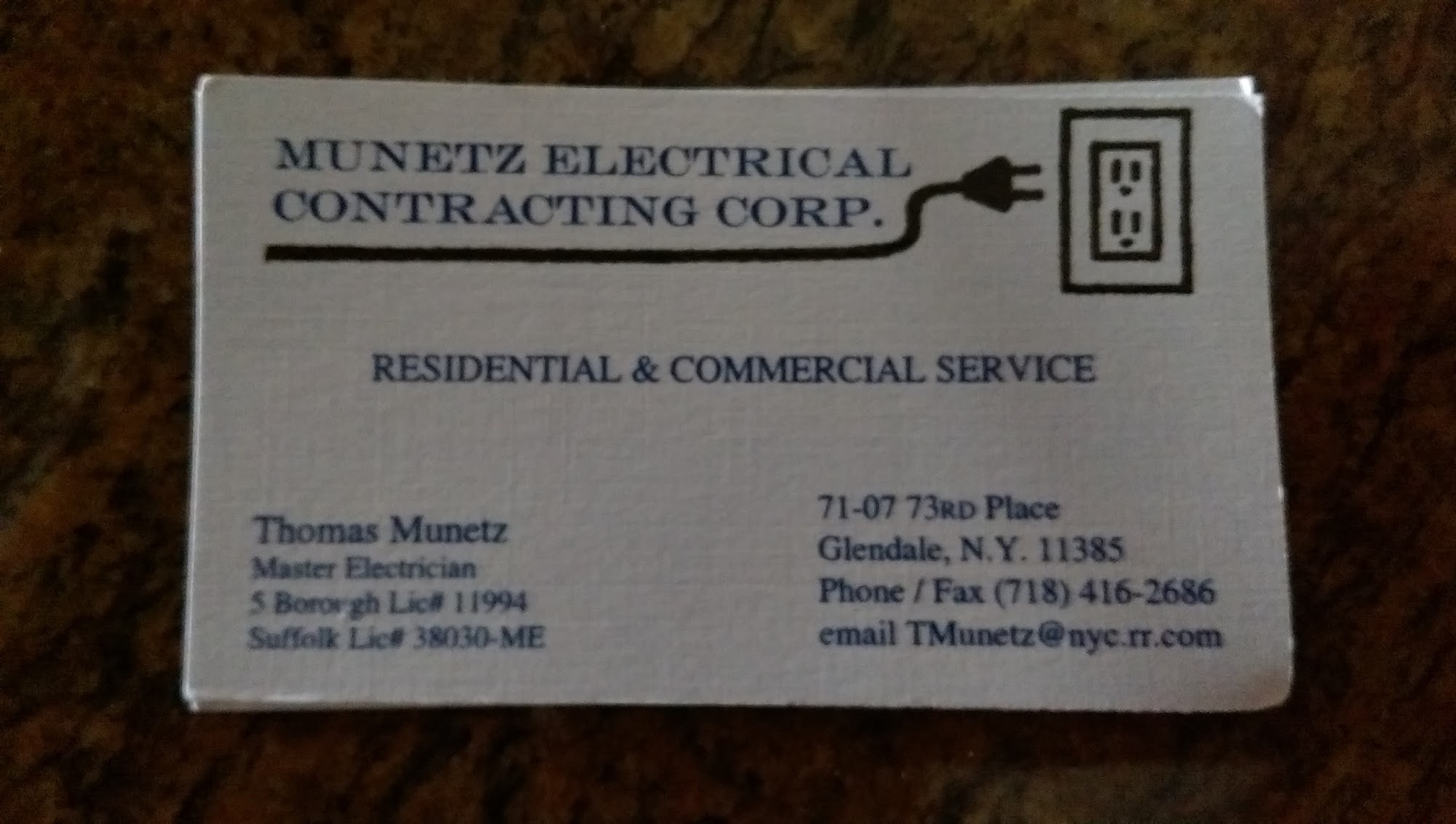 Munetz Electrical Contracting Corporation 71-07 73rd Pl, Glendale New York 11385