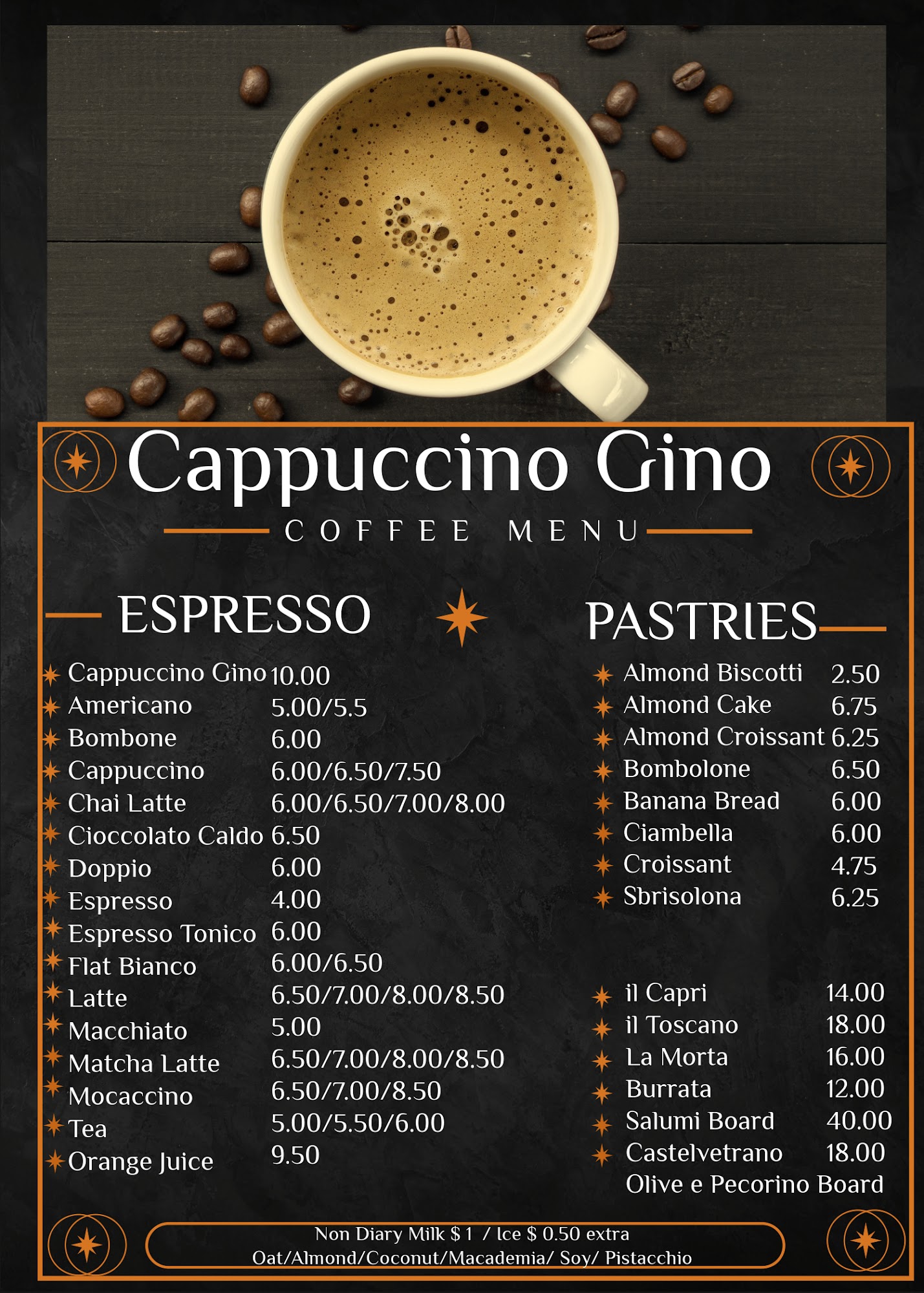 Cappuccino Gino Menu