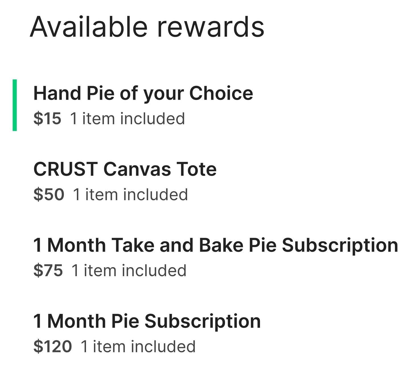 Crust Pie Co. Menu