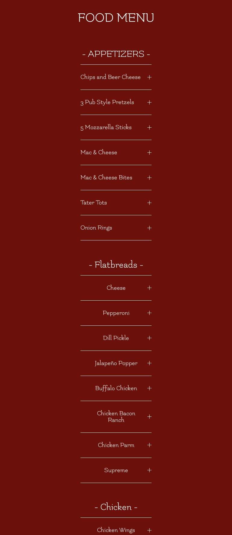 Rebel Sailor Brewing Company and Kitchen Menu