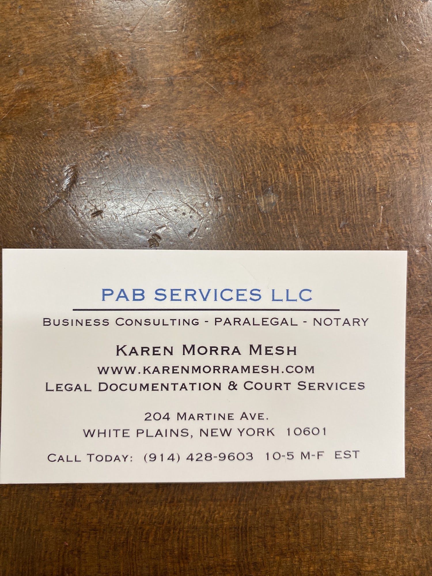 Karen Mesh, Notary, Paralegal, PAB Document Services