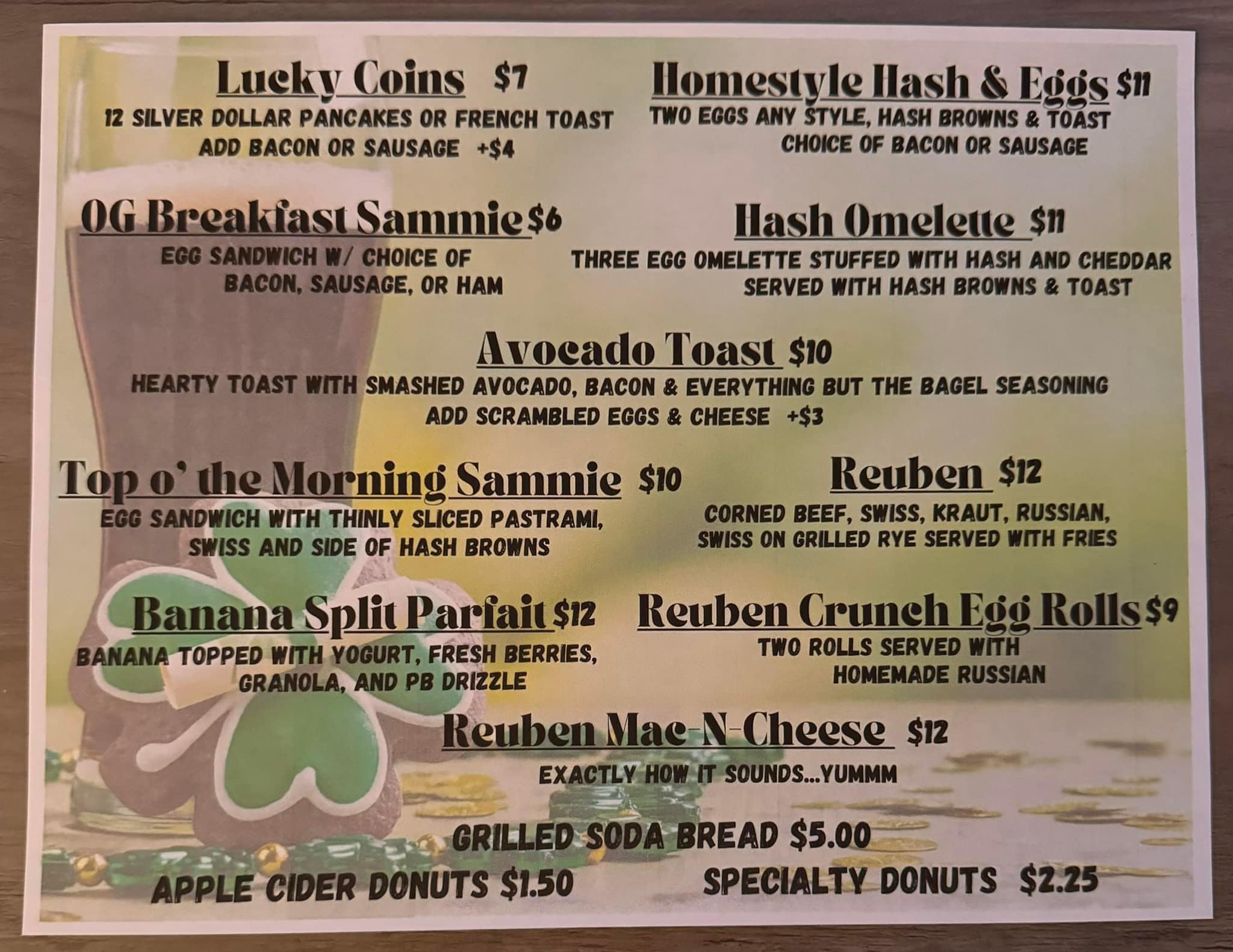 Cigar Brothers Brewing Menu