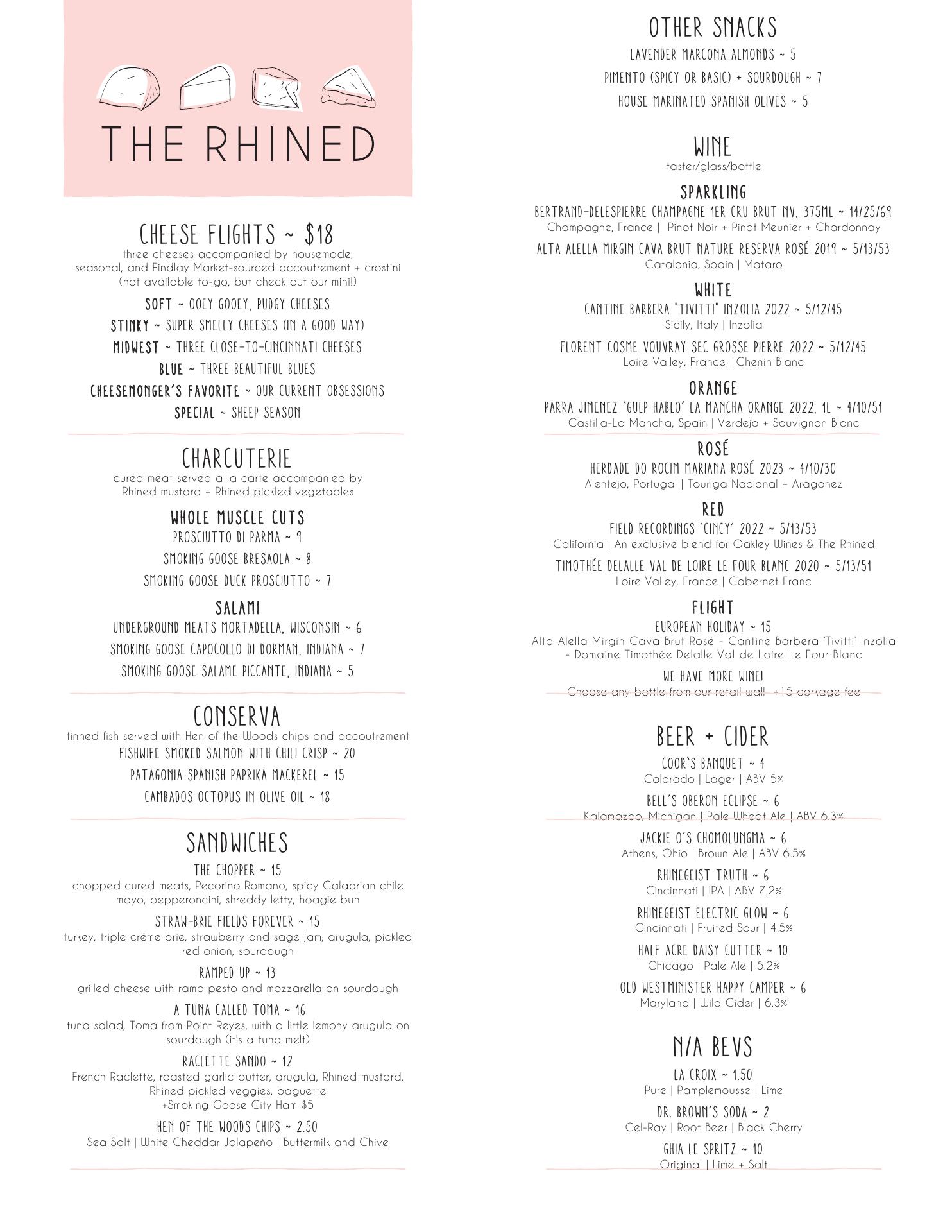 Bloom Room Menu