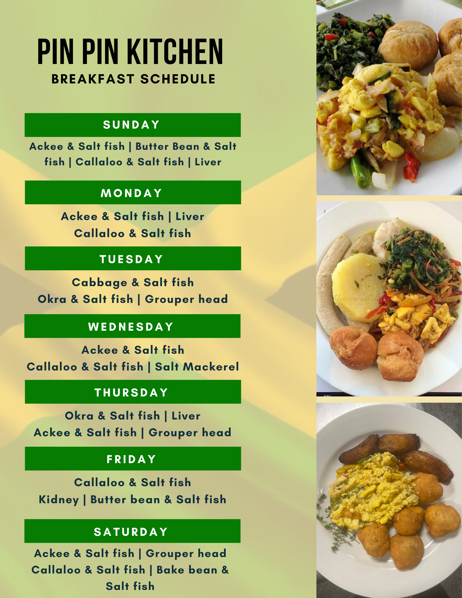 Pin pin's Kitchen Menu