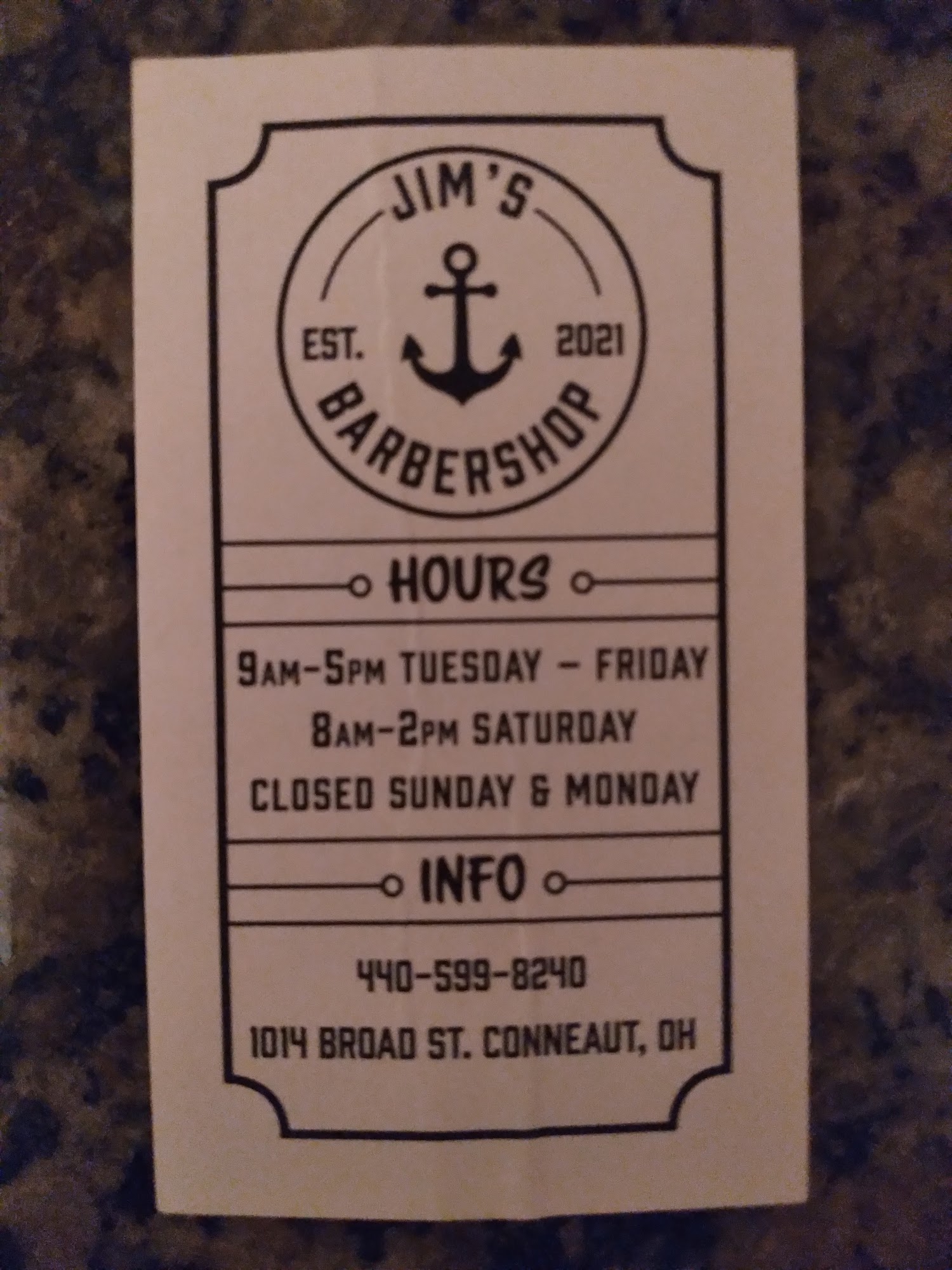 Jim's Barber Shop 1014 Broad St, Conneaut Ohio 44030