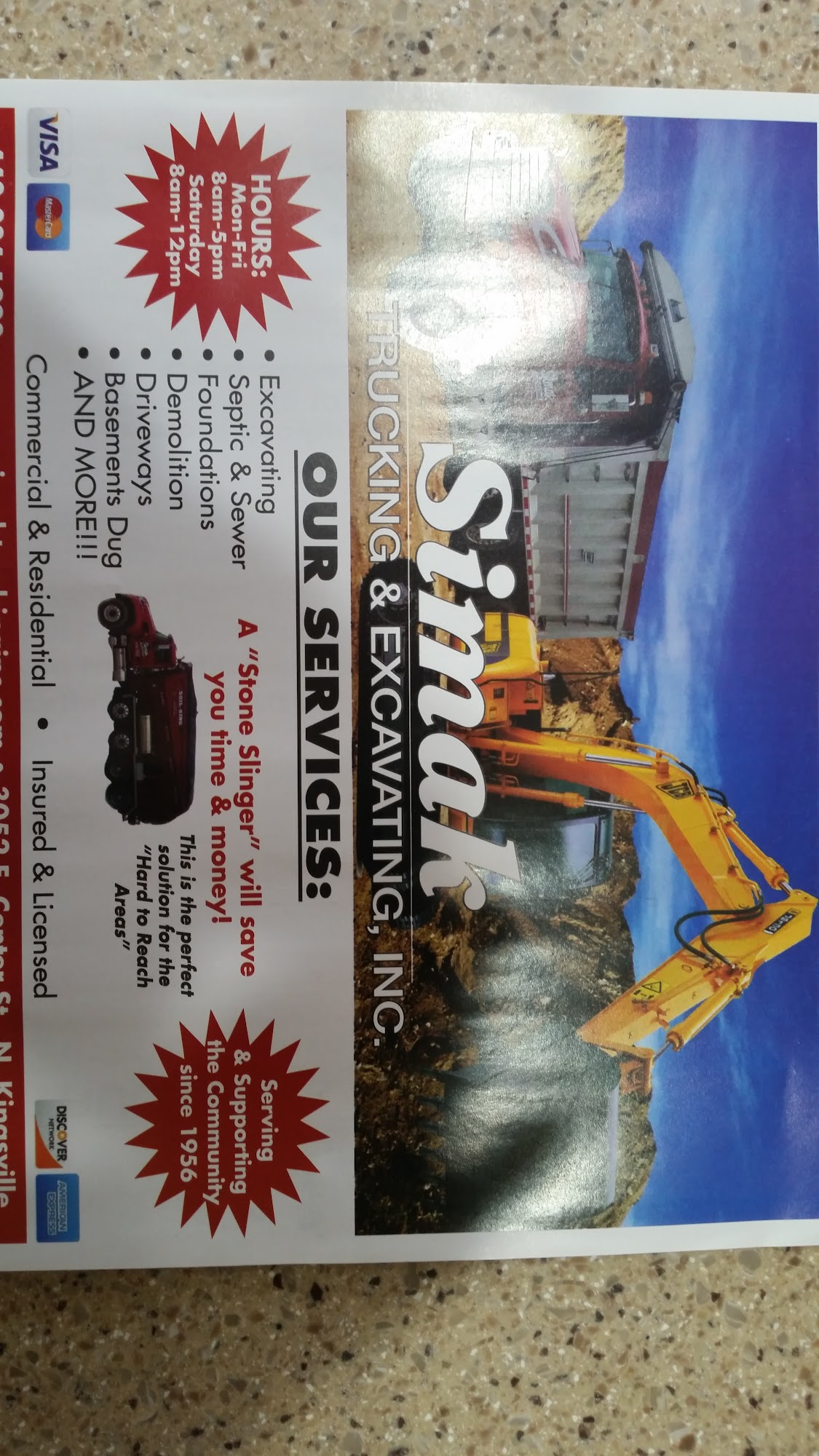 Simak Trucking & Excavating Inc 3052 E Center St, Conneaut Ohio 44030