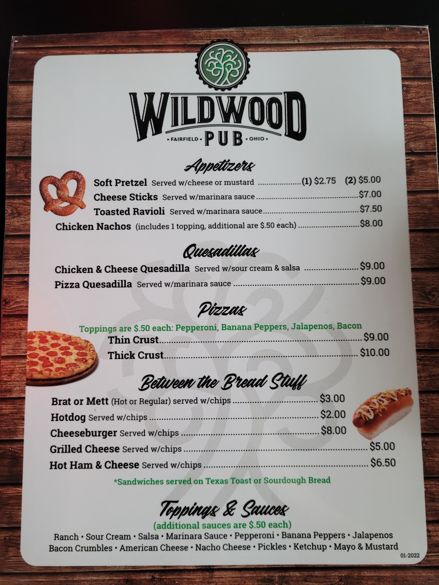Wildwood Pub Menu