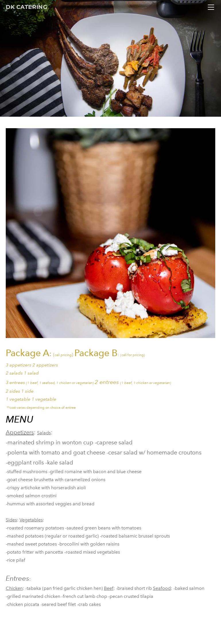 DK Catering LLC Menu