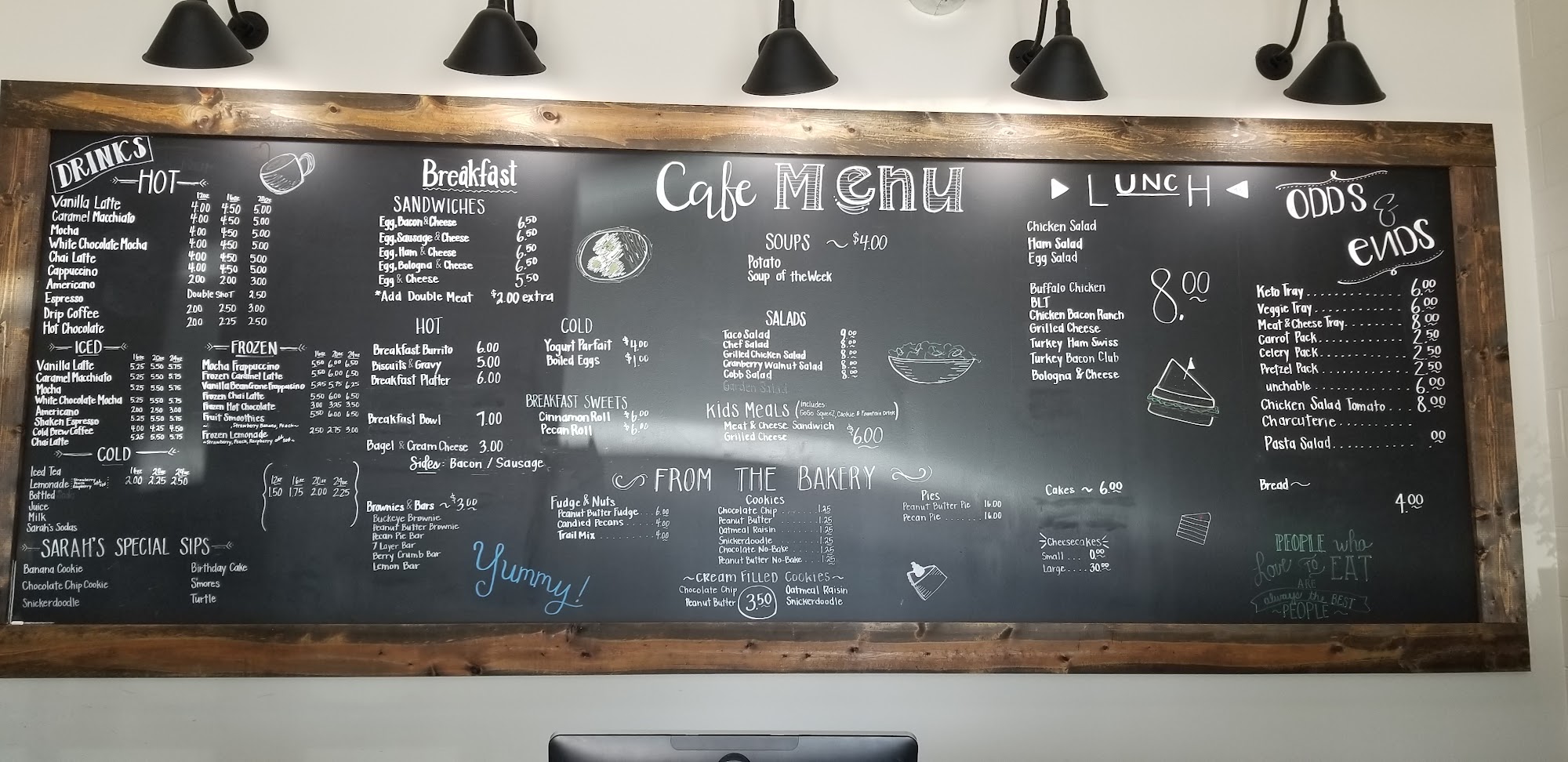 Sarah’s Café and Bakery Menu