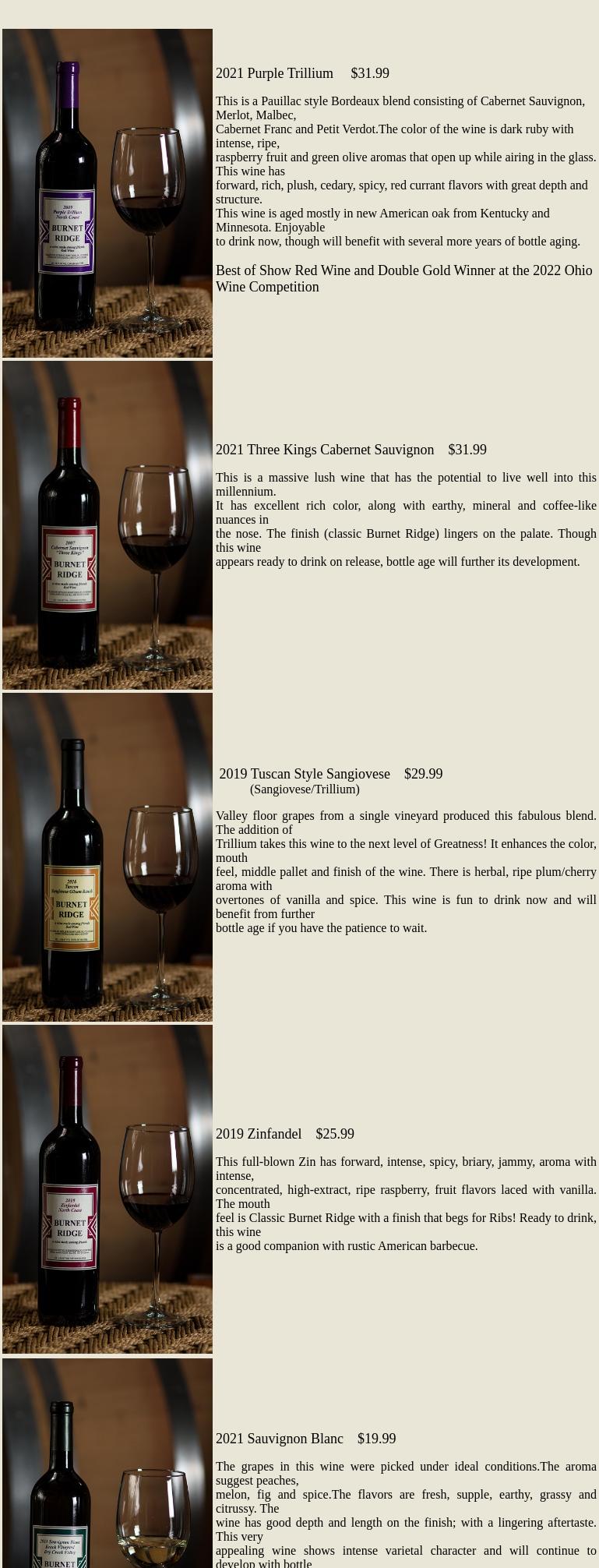 Burnet Ridge Inc Menu