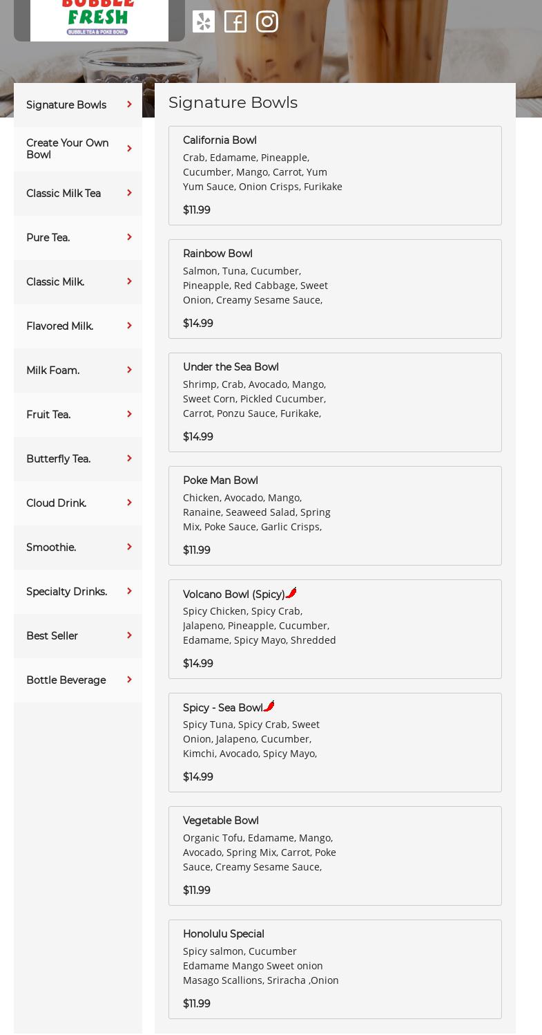 BUBBLE FRESH Menu