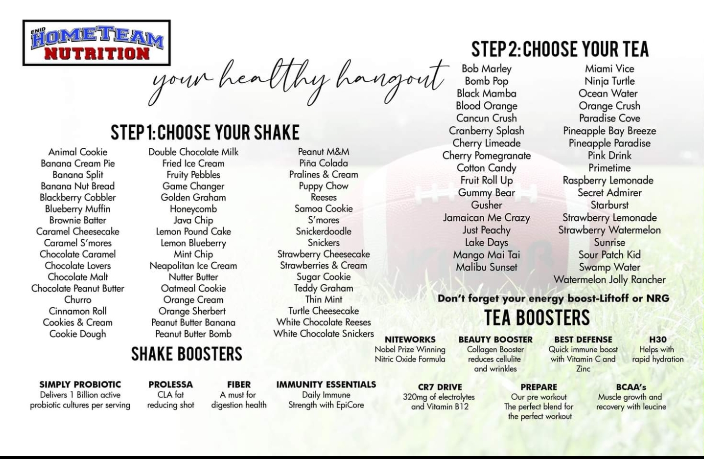 Home Team Nutrition Menu