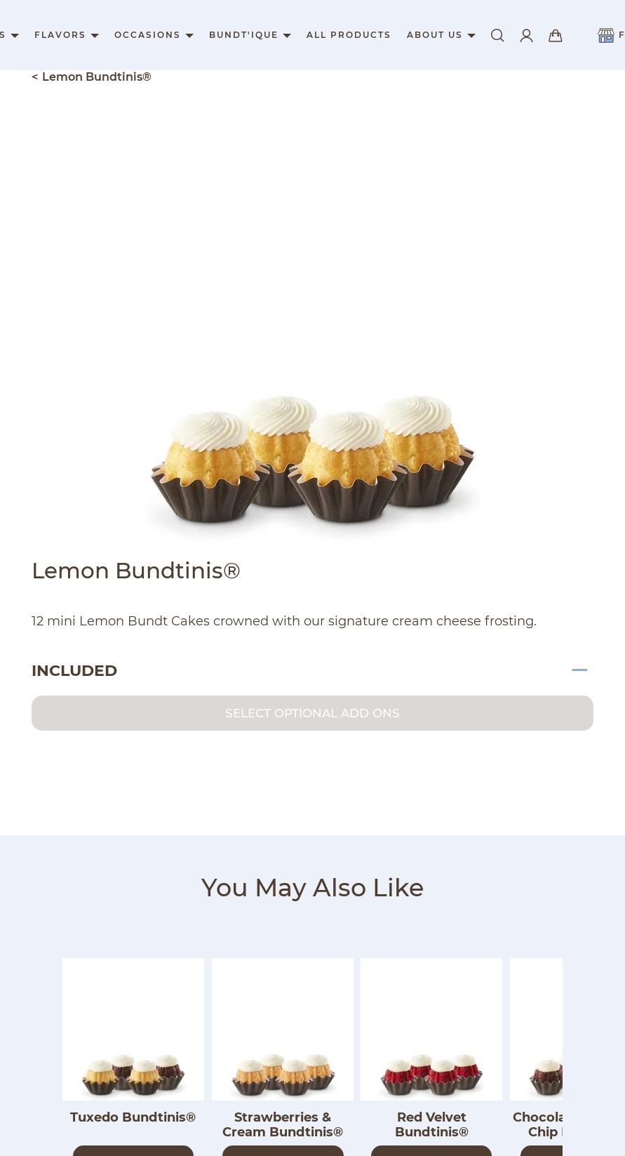 Nothing Bundt Cakes Menu