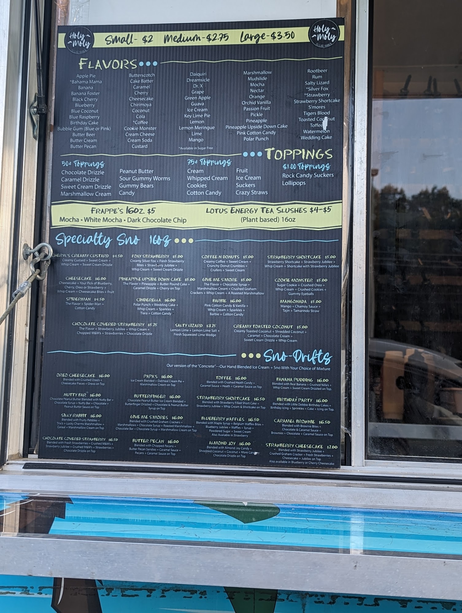 Sugar Shack Menu