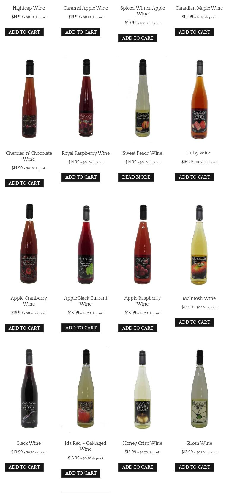 Archibald Orchards & Winery Menu