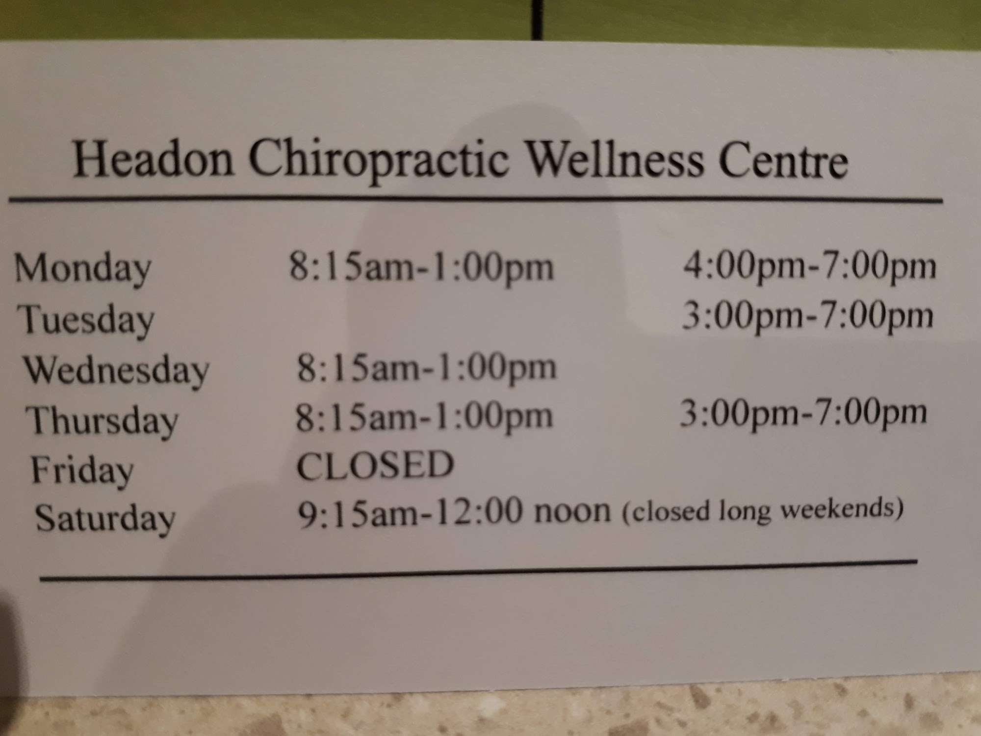 Headon Chiropractic Wellness Centre