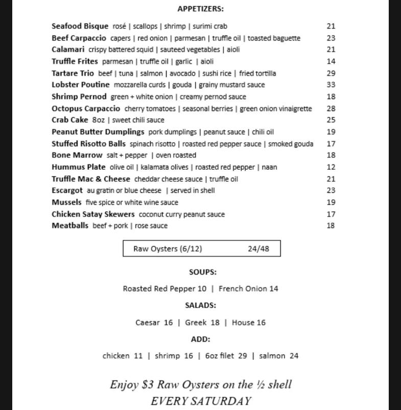 Tauro Restaurant Menu