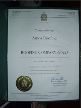 Amos Roofing Inc 30 Roberta Street, Elmira Ontario N3B 3N8